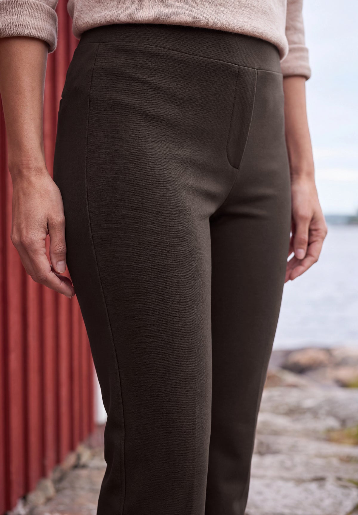 CECIL Damen High Waist Bootcut-Hose im Slim Fit - Trüffelbraun truffle brown