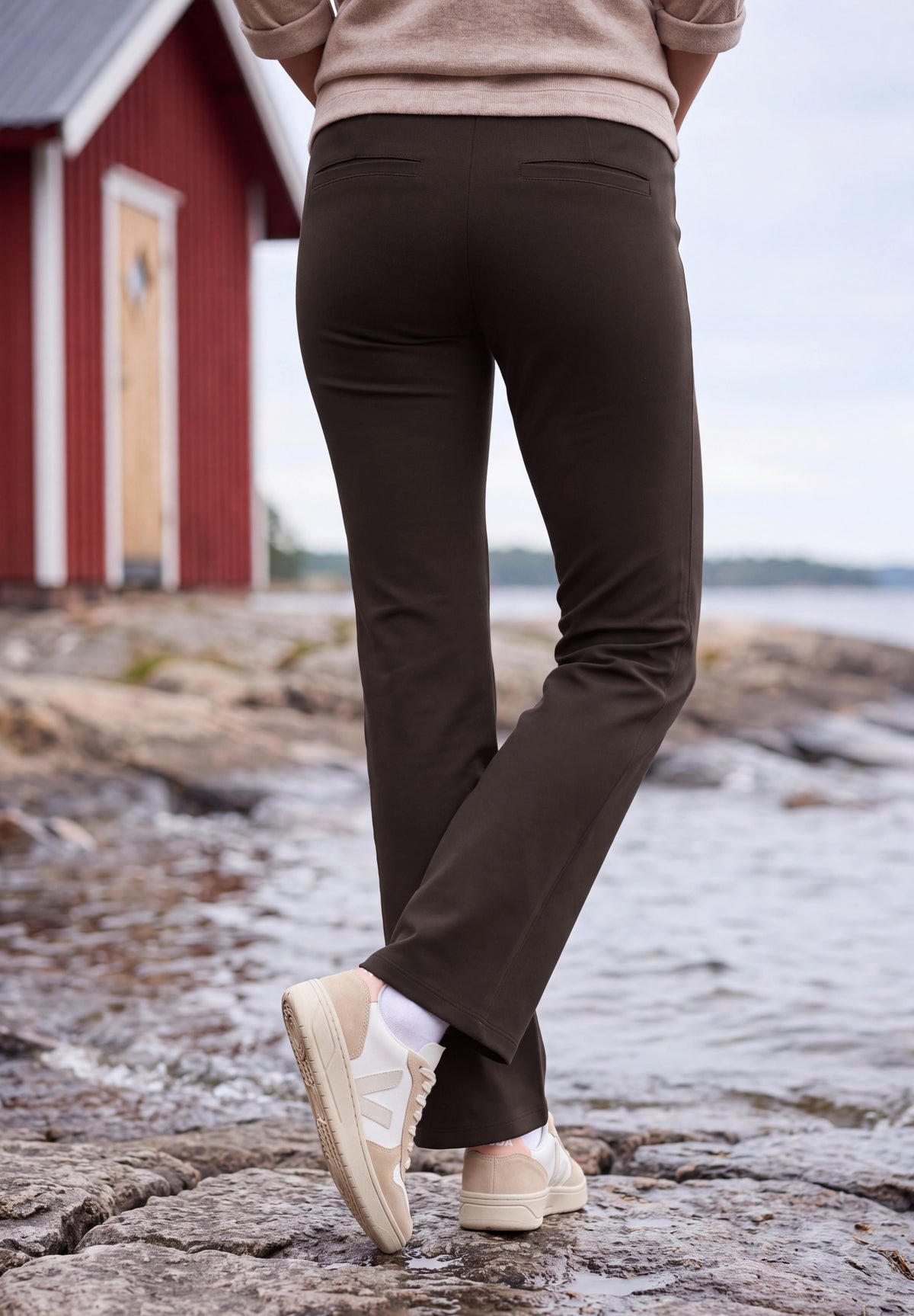 CECIL Damen High Waist Bootcut-Hose im Slim Fit - Trüffelbraun truffle brown
