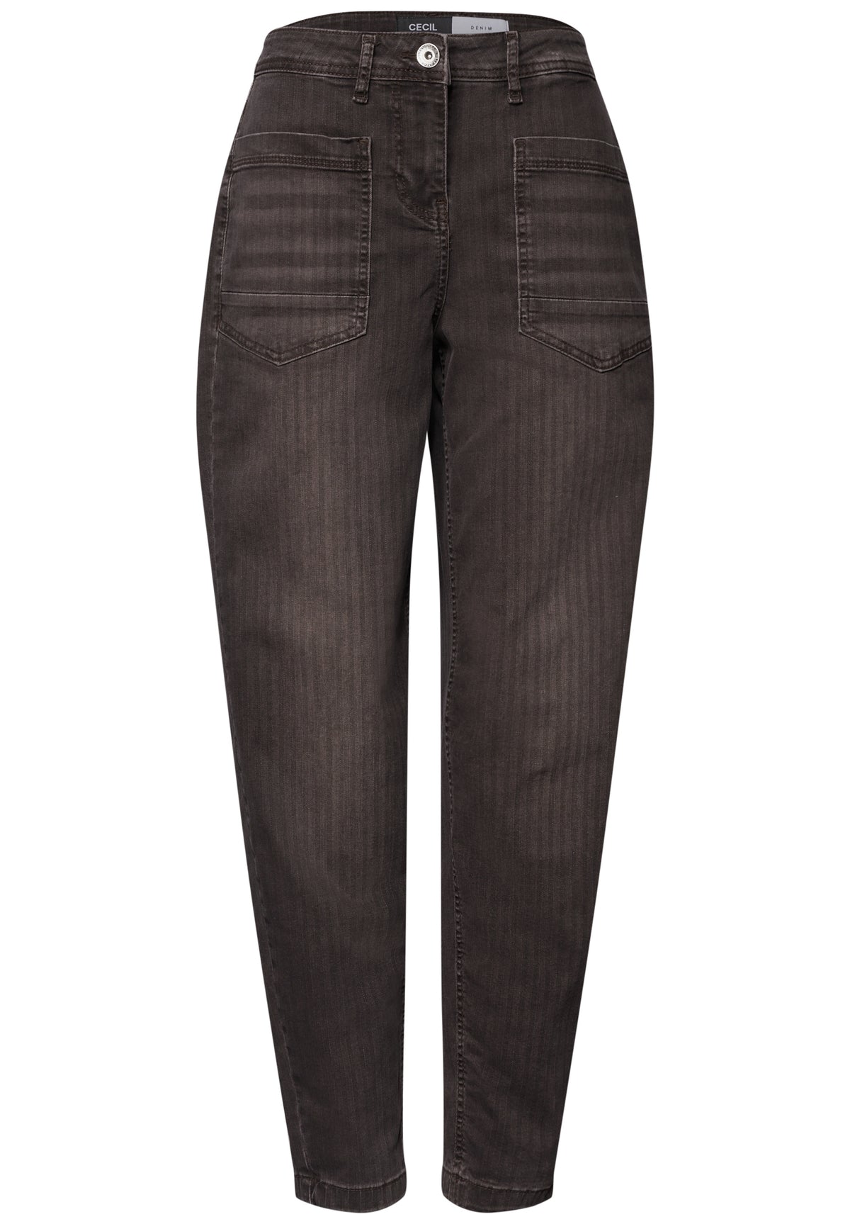 CECIL Damen Barrel Leg Jeans im Garment-Dye-Look - Trüffelbraun truffle brown