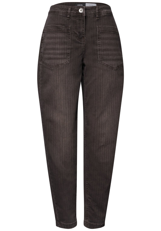 CECIL Damen Barrel Leg Jeans im Garment-Dye-Look - Trüffelbraun truffle brown