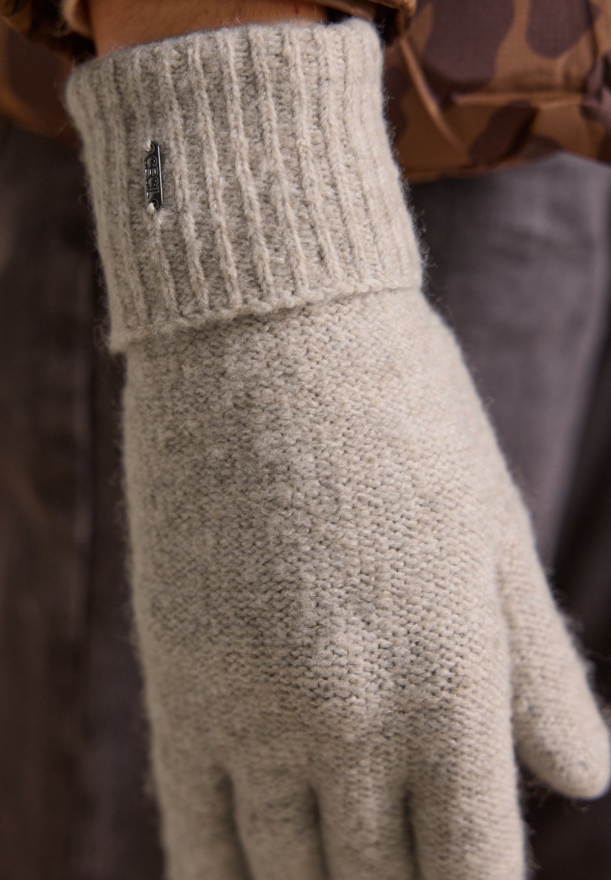 CECIL Damen Strickhandschuhe in Melange-Optik - Beige meliert powder beige melange
