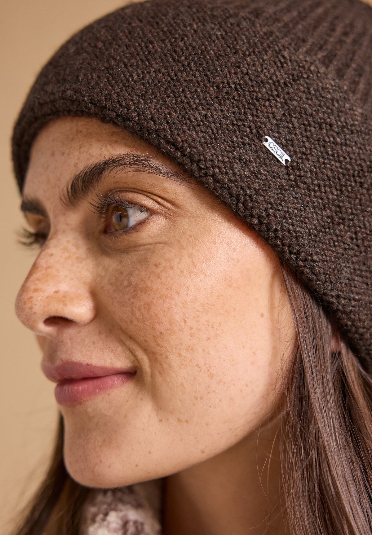 CECIL Damen Beanie in Melange-Optik - Schokoladenbraun meliert choco sauce brown melange