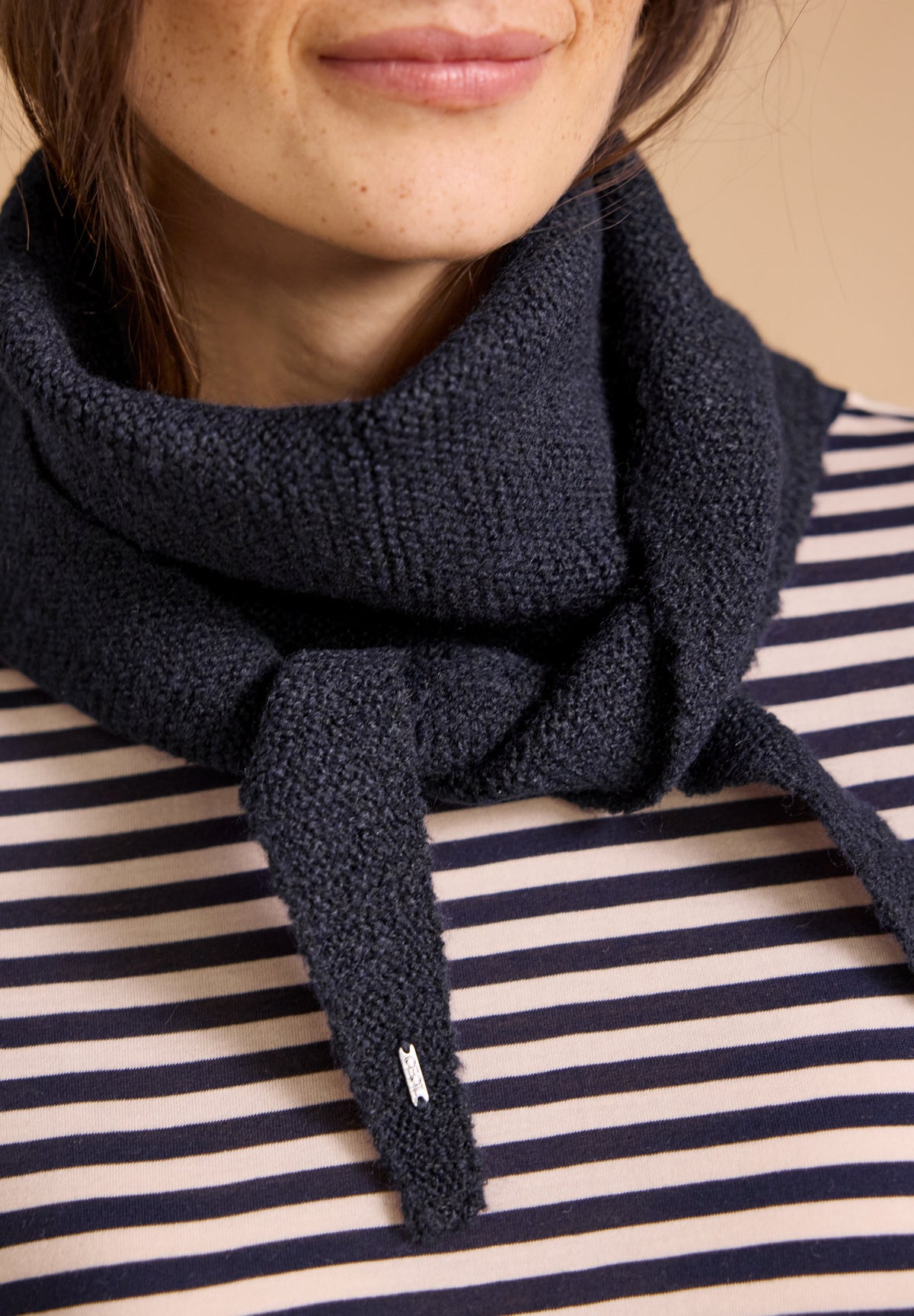 CECIL Damen Melange-Schal in Diamantform - Dunkelblau dark navy blue