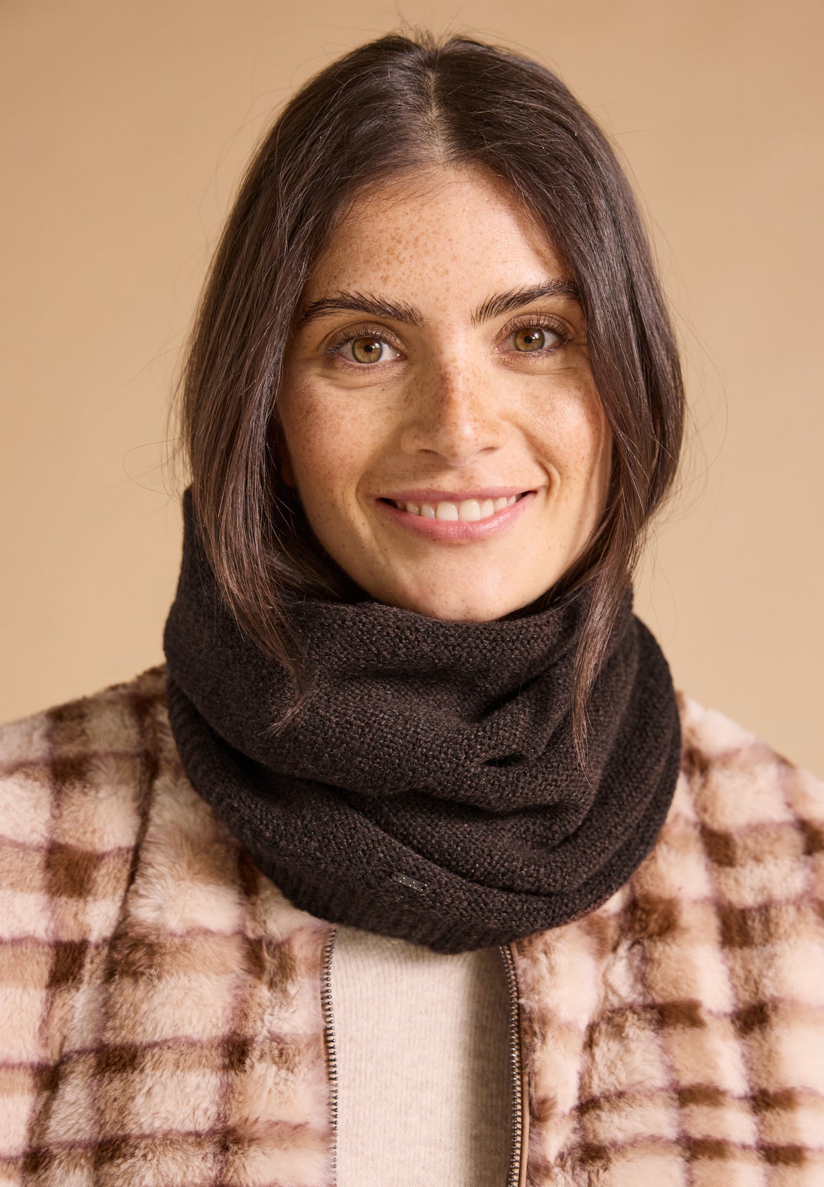 CECIL Damen Loop-Schal in Melange-Optik - Schokoladenbraun meliert choco sauce brown melange
