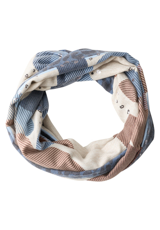 CECIL Damen Loop-Schal mit Muster-Mix und Foliendetails - Dunkelblau dark navy blue