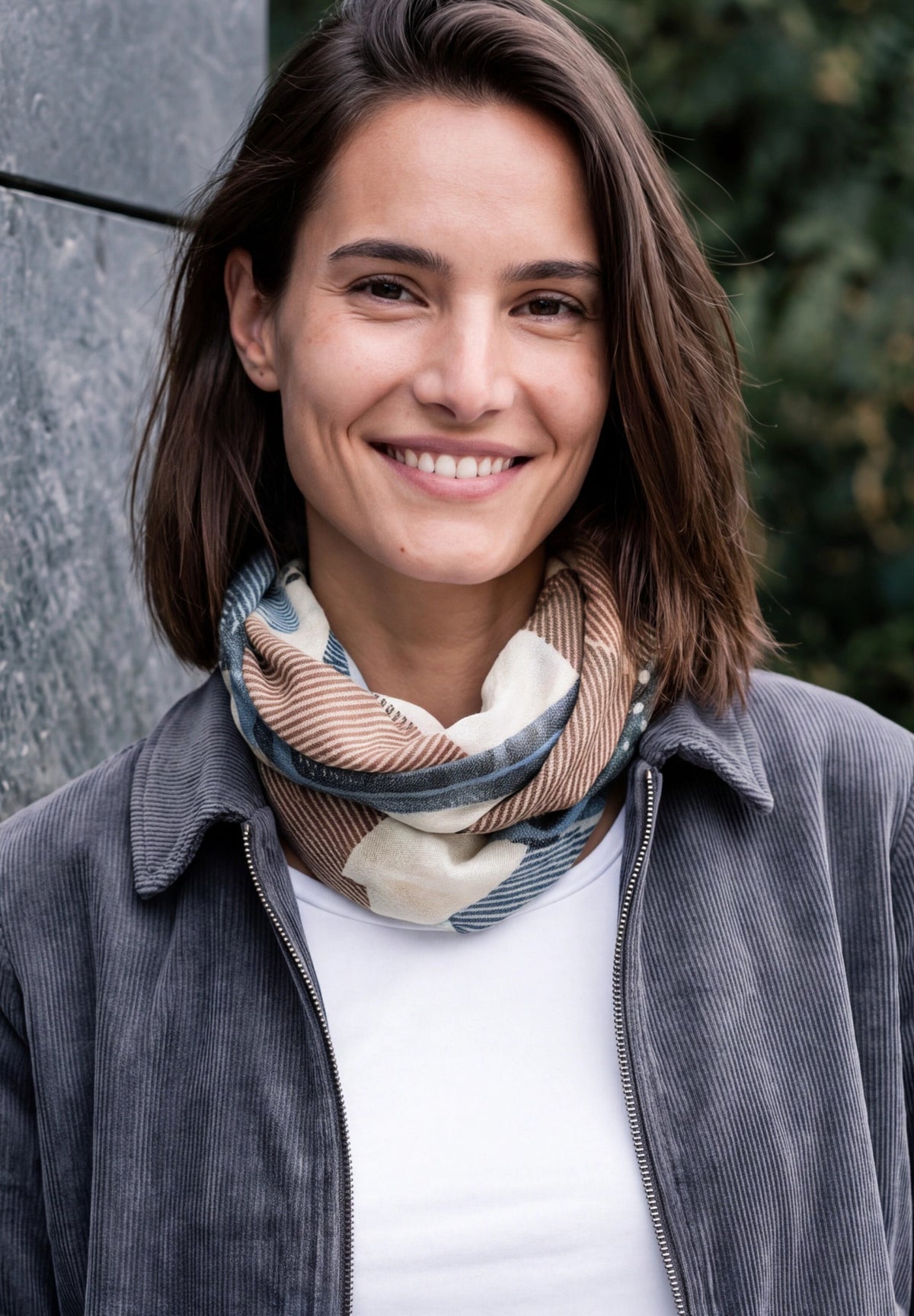 CECIL Damen Loop-Schal mit Muster-Mix und Foliendetails - Dunkelblau dark navy blue