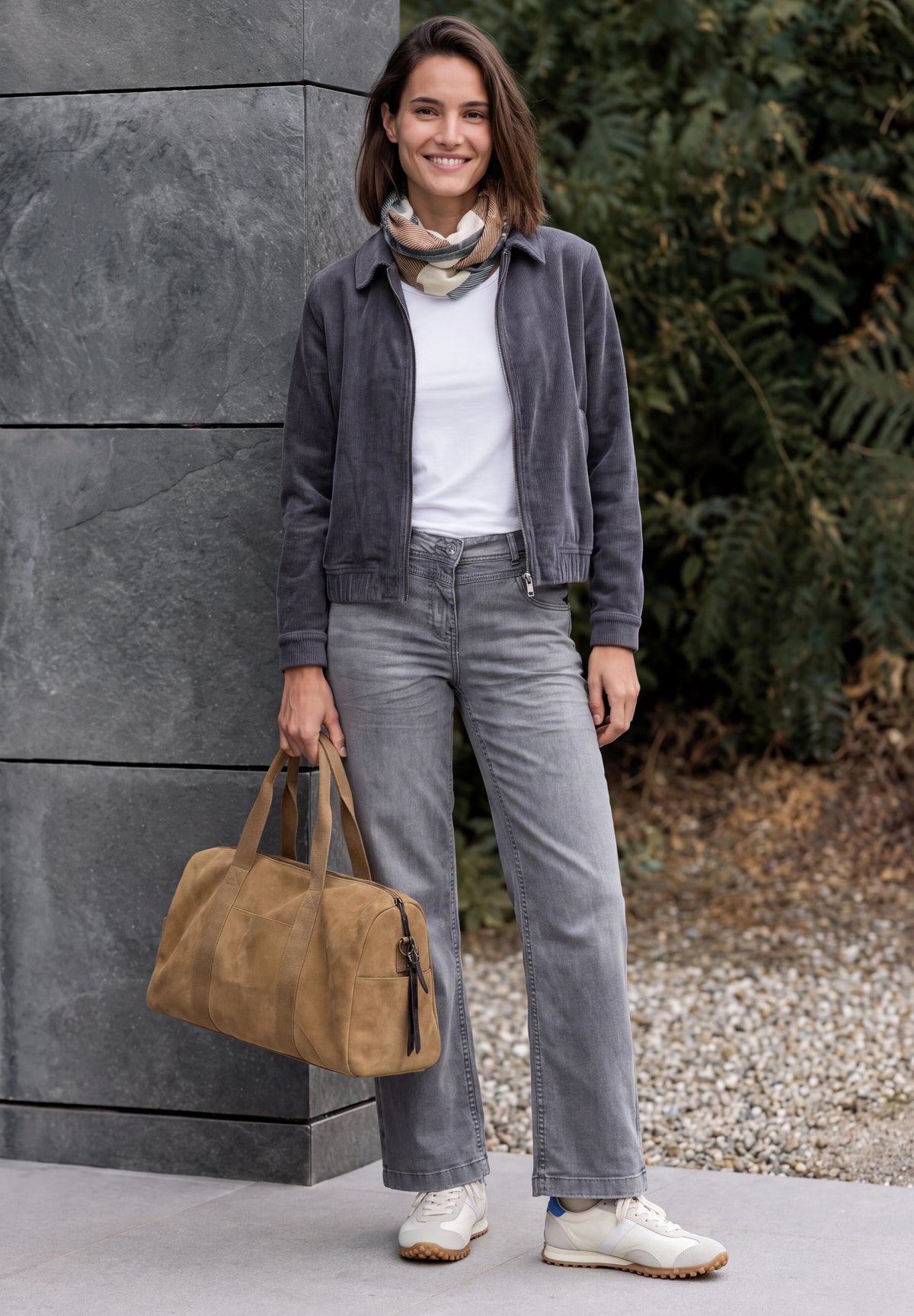 CECIL Damen Loop-Schal mit Muster-Mix und Foliendetails - Dunkelblau dark navy blue