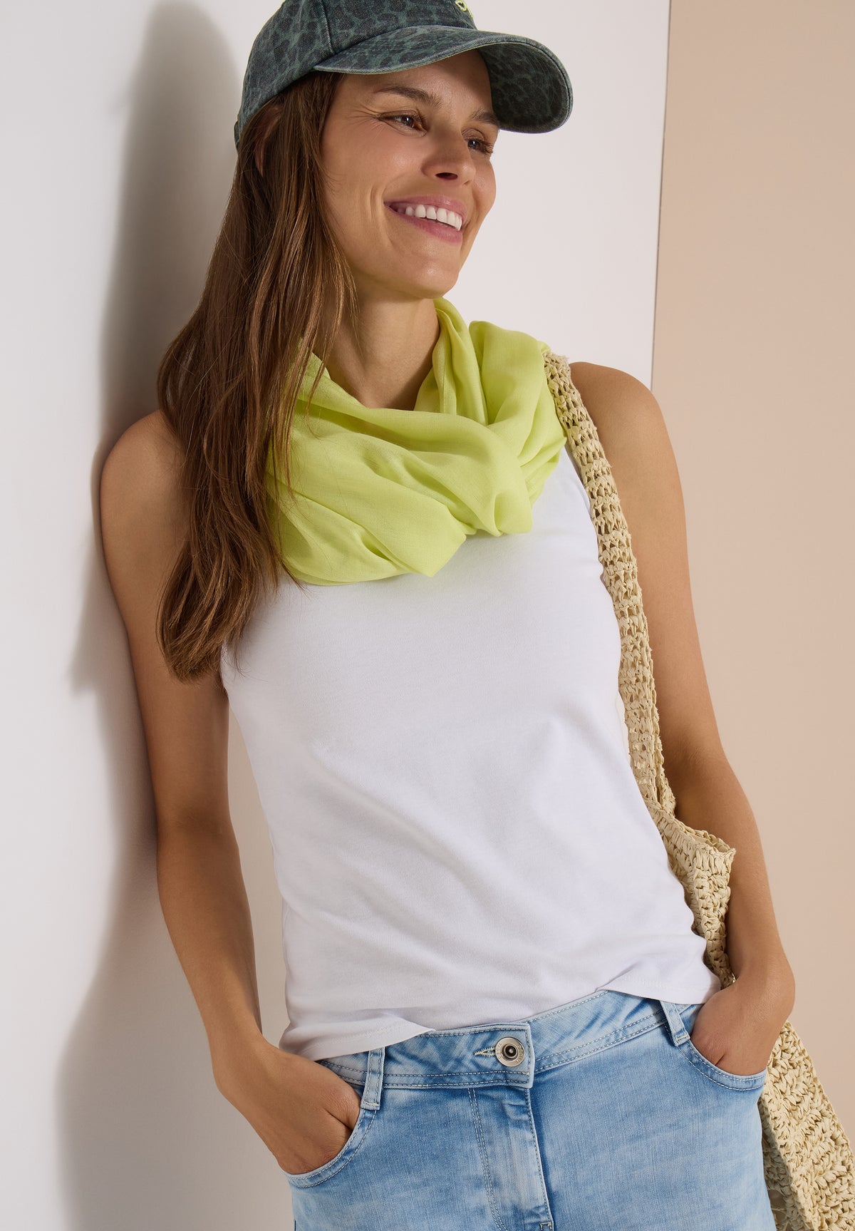 CECIL Damen Loop-Schal in Unifarbe - Grün citrin green