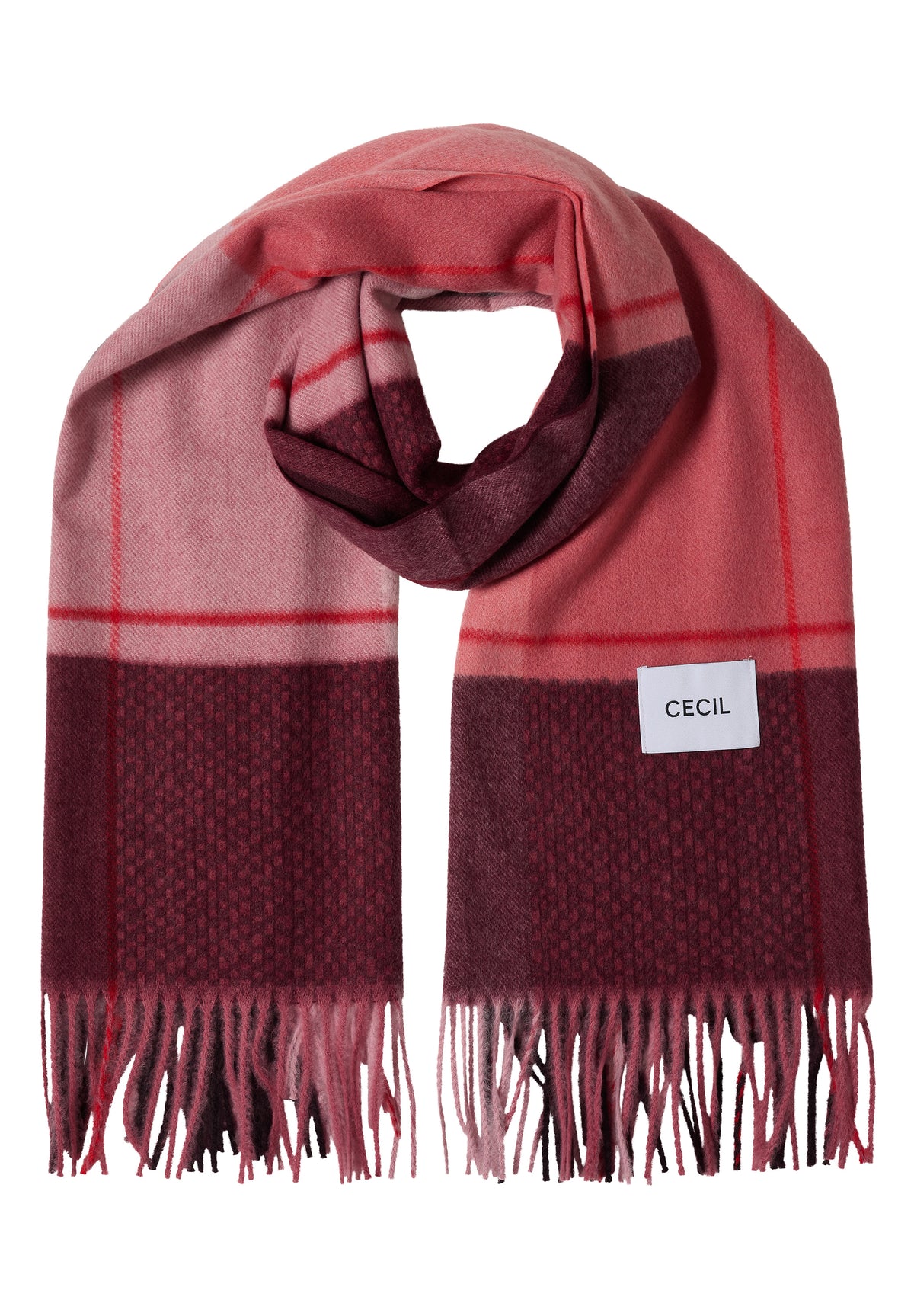 CECIL Damen Kuscheliger Schal mit Fransen - Rosa velvet rose