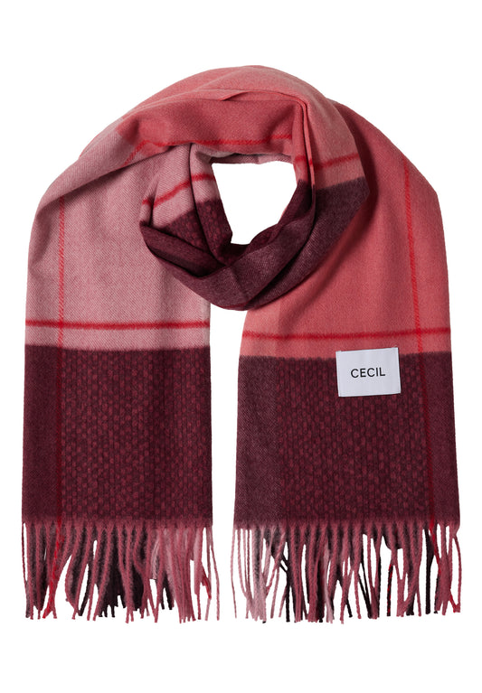 CECIL Damen Kuscheliger Schal mit Fransen - Rosa velvet rose