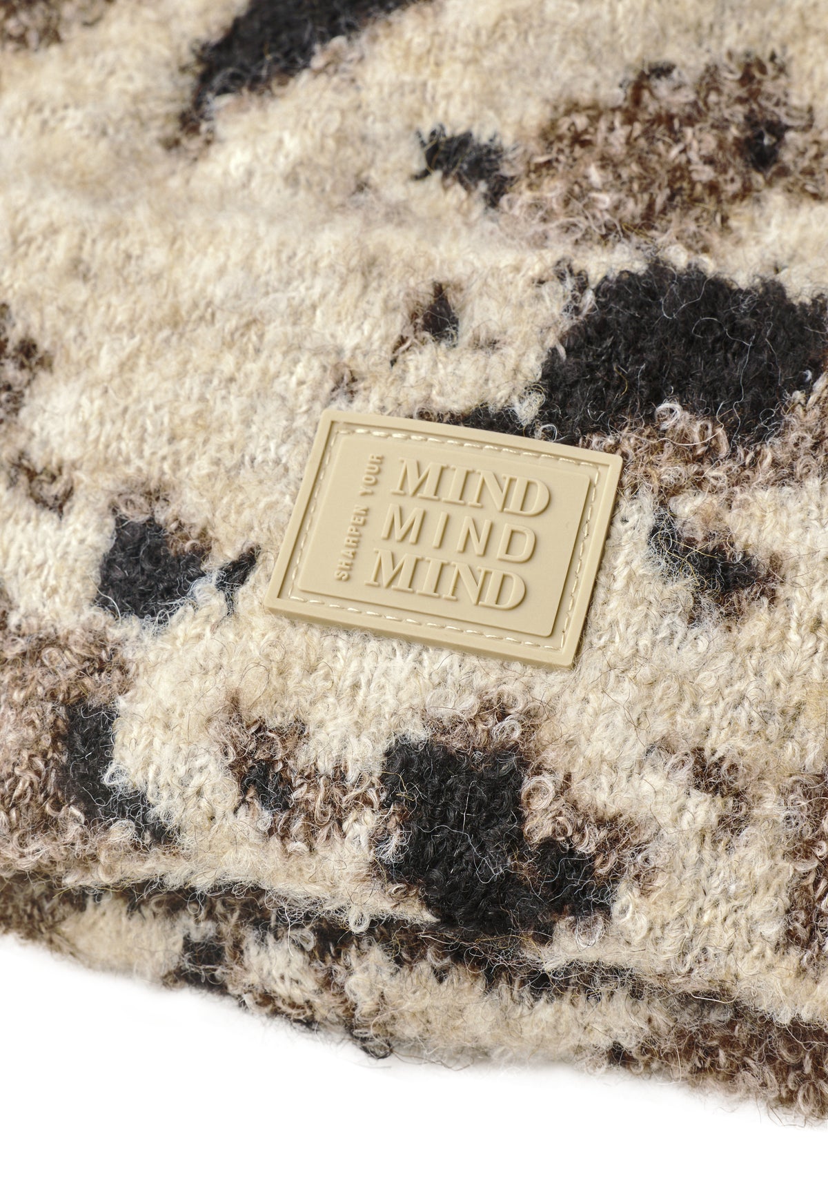 CECIL Damen Fake-Fur-Beanie mit Kuhmuster - Perlbeige meliert pearl beige melange