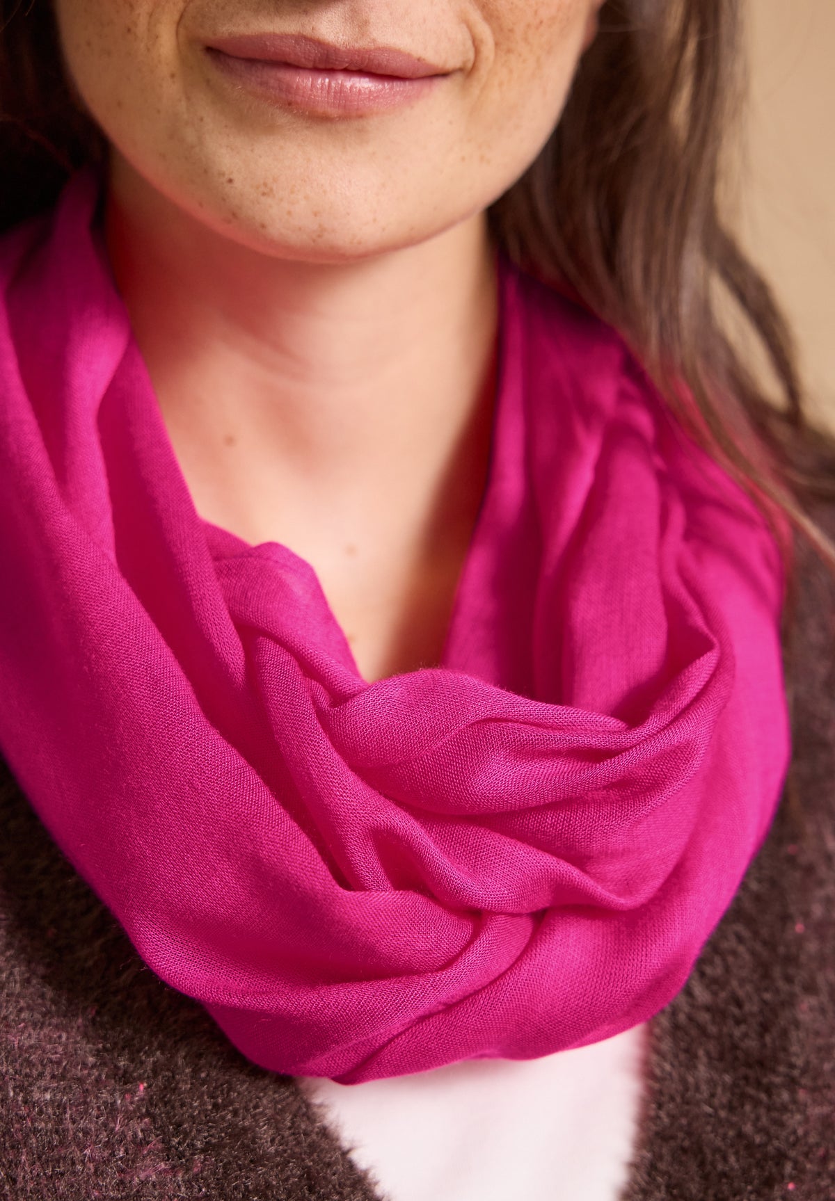 CECIL Damen Loop-Schal in Unifarbe - Pink pink flash