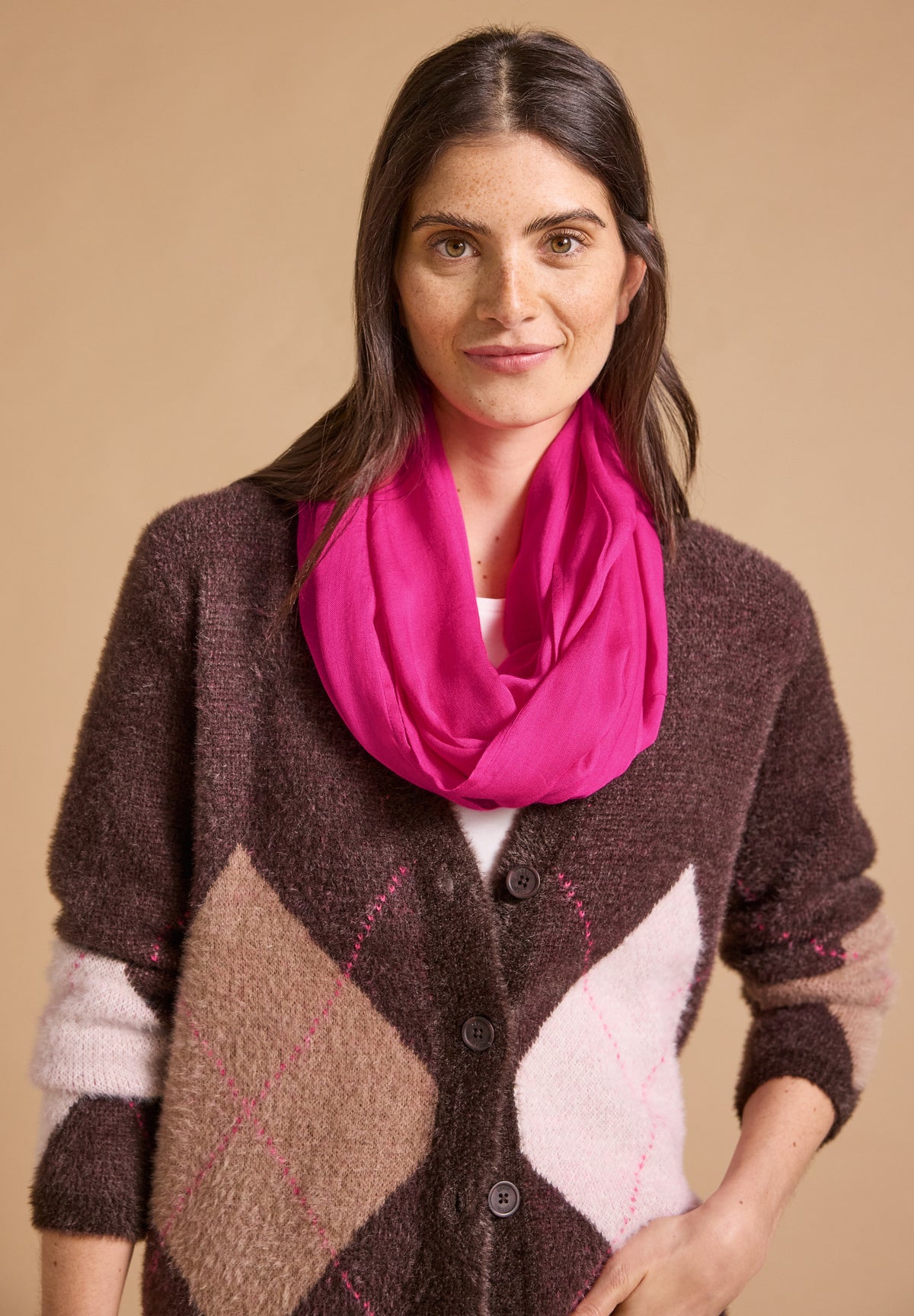 CECIL Damen Loop-Schal in Unifarbe - Pink pink flash