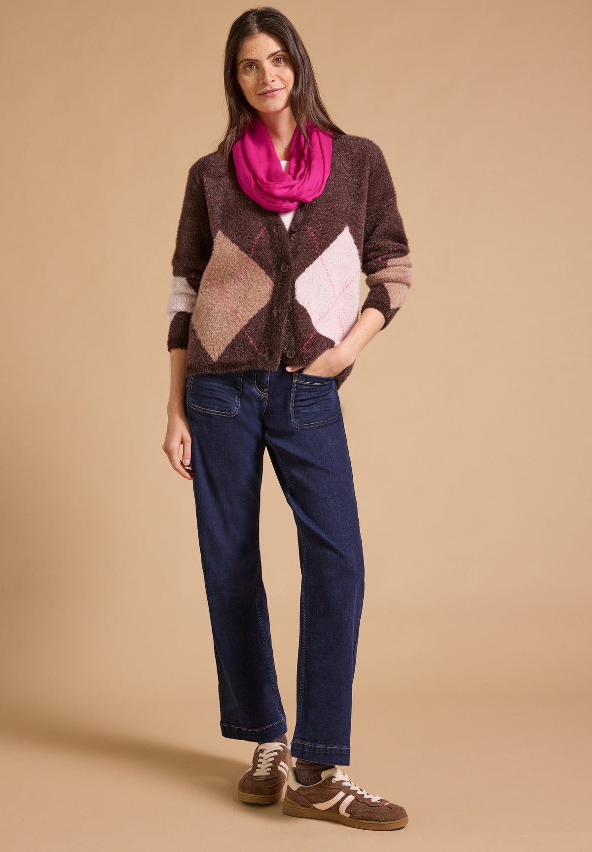CECIL Damen Loop-Schal in Unifarbe - Pink pink flash