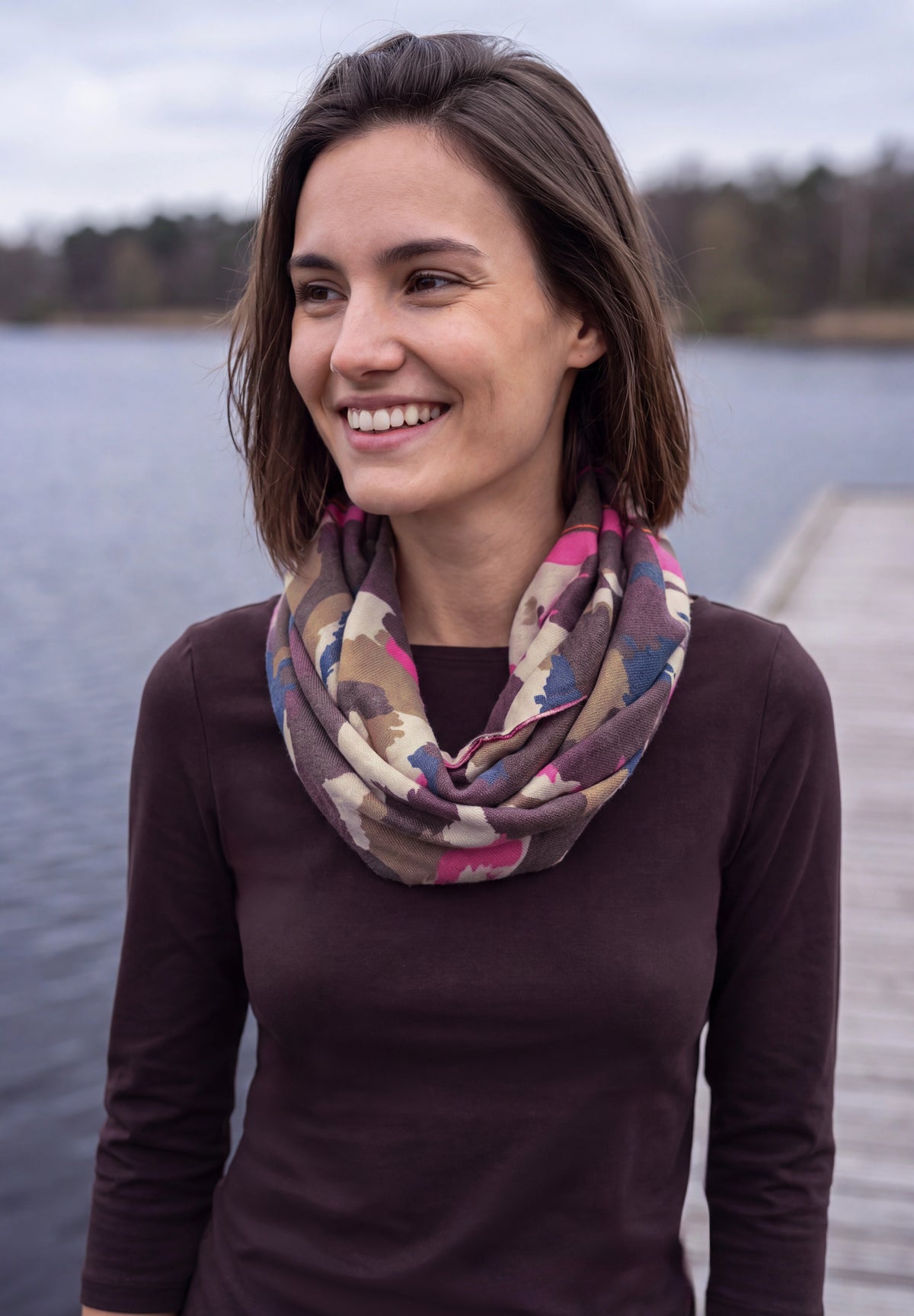 CECIL Damen Loop-Schal mit Grafikprint - Trüffelbraun truffle brown