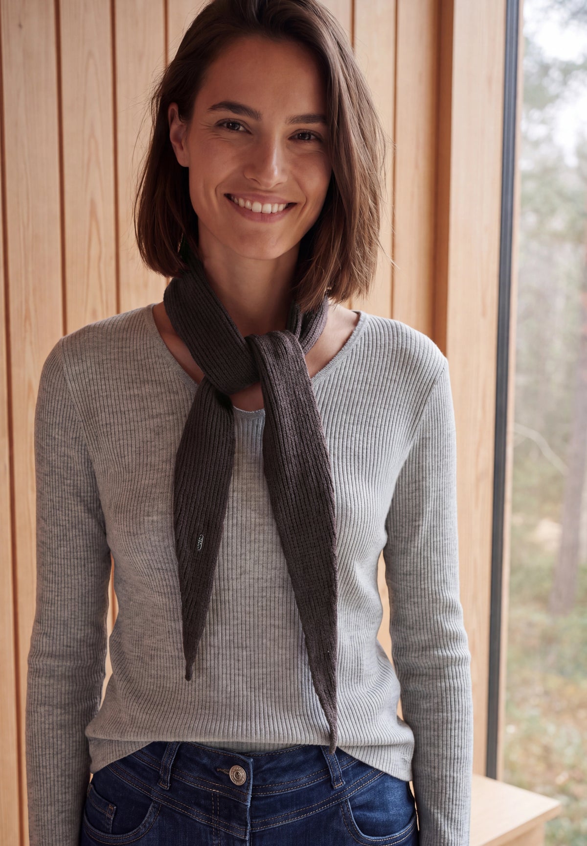 CECIL Damen Strickschal in Dreiecksform - Trüffelbraun truffle brown
