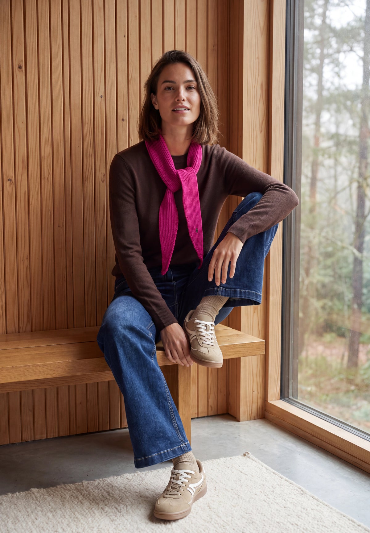 CECIL Damen Strickschal in Dreiecksform - Pink pink flash
