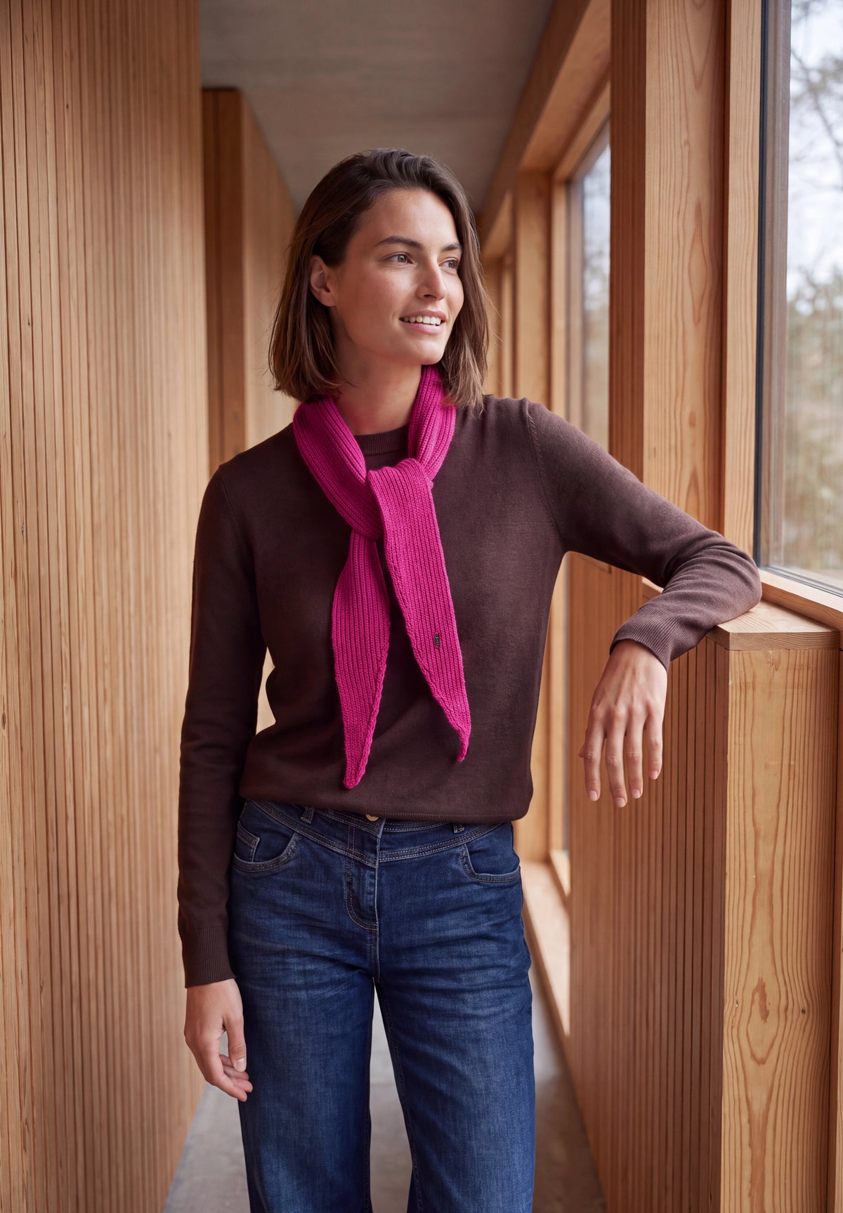 CECIL Damen Strickschal in Dreiecksform - Pink pink flash