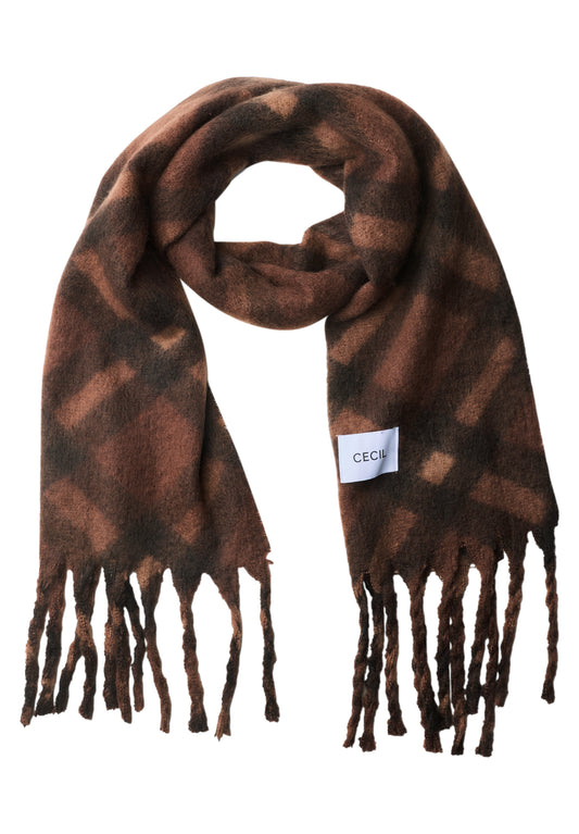 CECIL Damen Angerauter Schal mit Fransen - Mokkabraun mocha brown