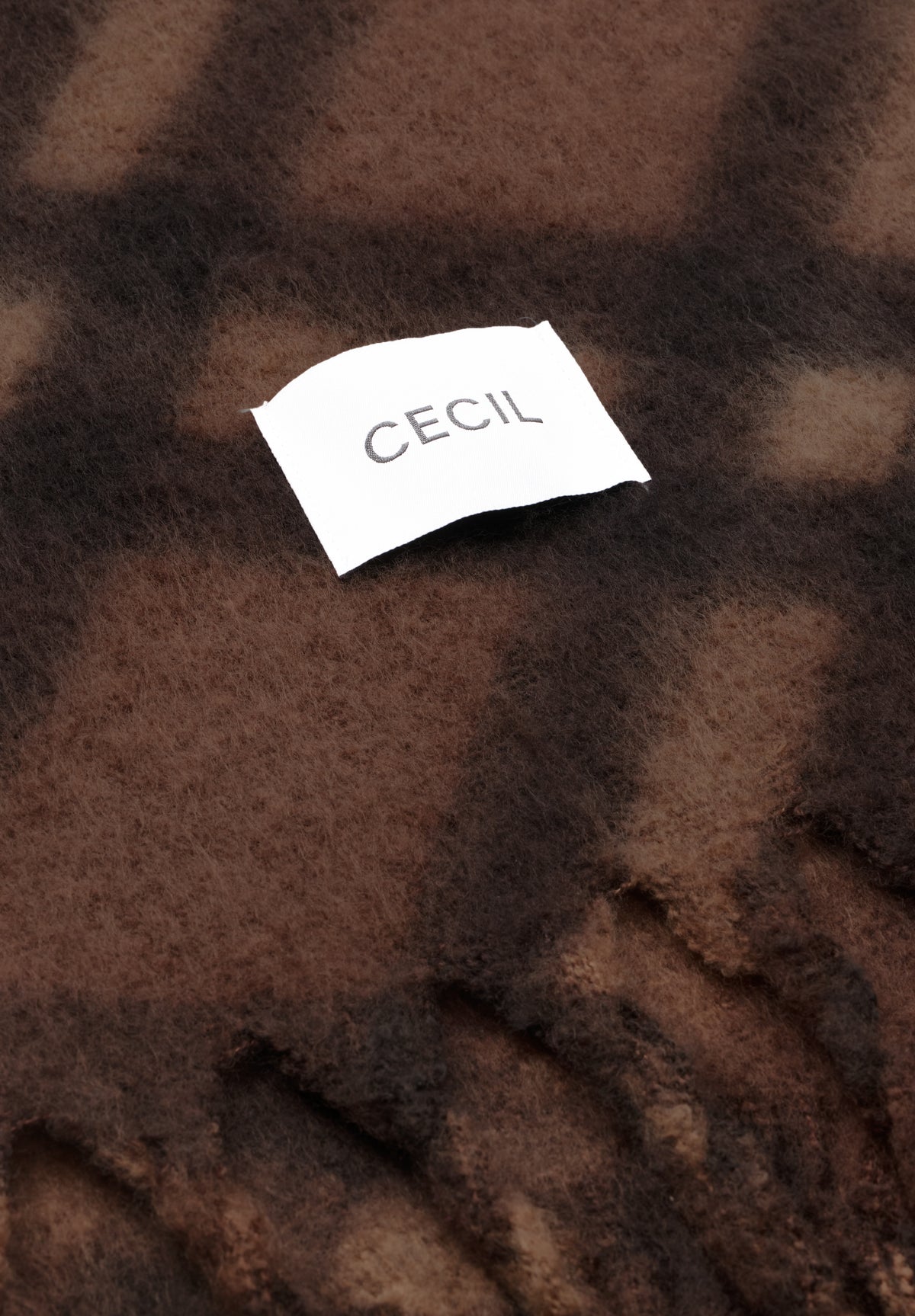 CECIL Damen Angerauter Schal mit Fransen - Mokkabraun mocha brown