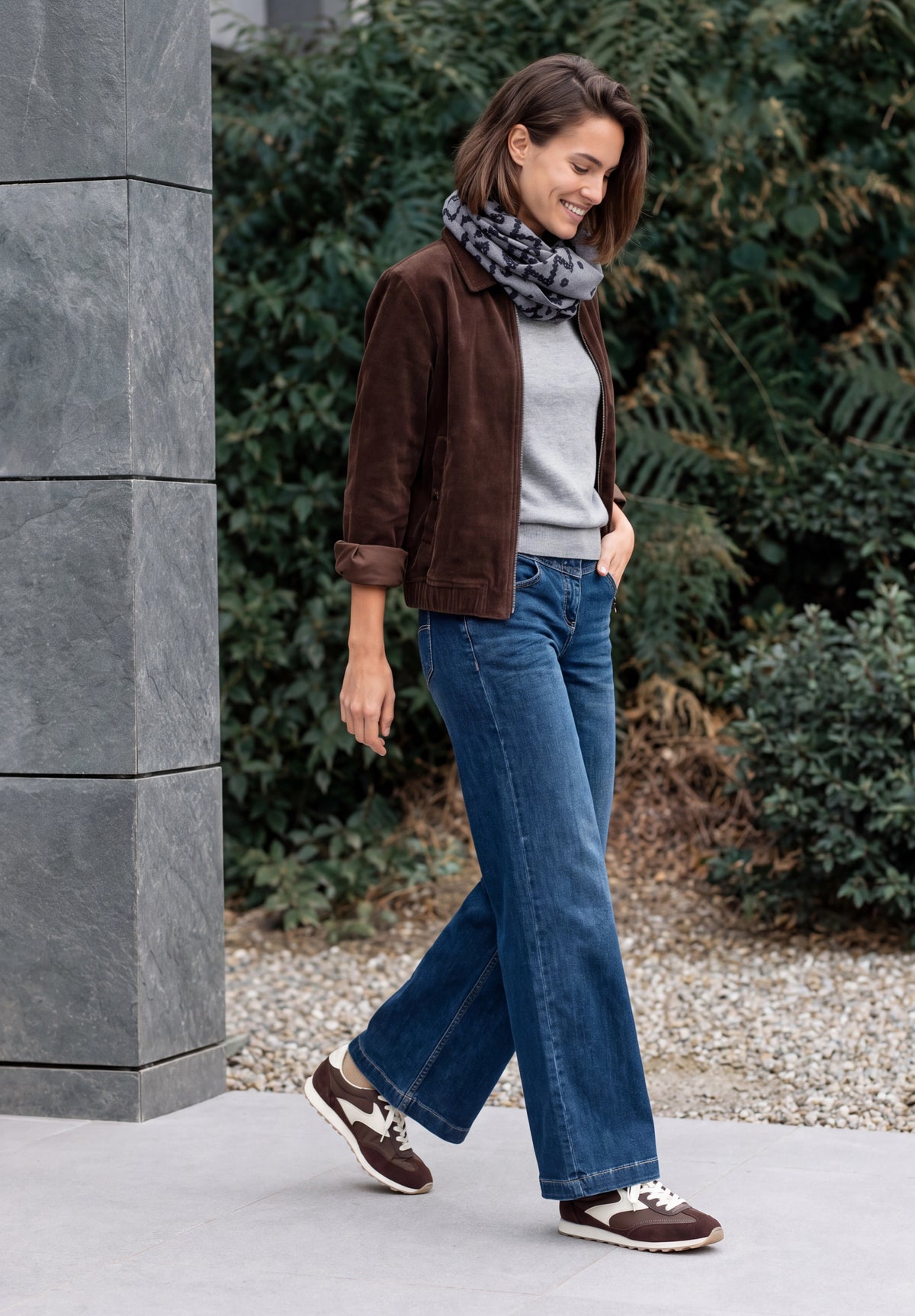 CECIL Damen Loop-Schal mit Ausbrenner-Muster - Dunkelblau urban dark blue