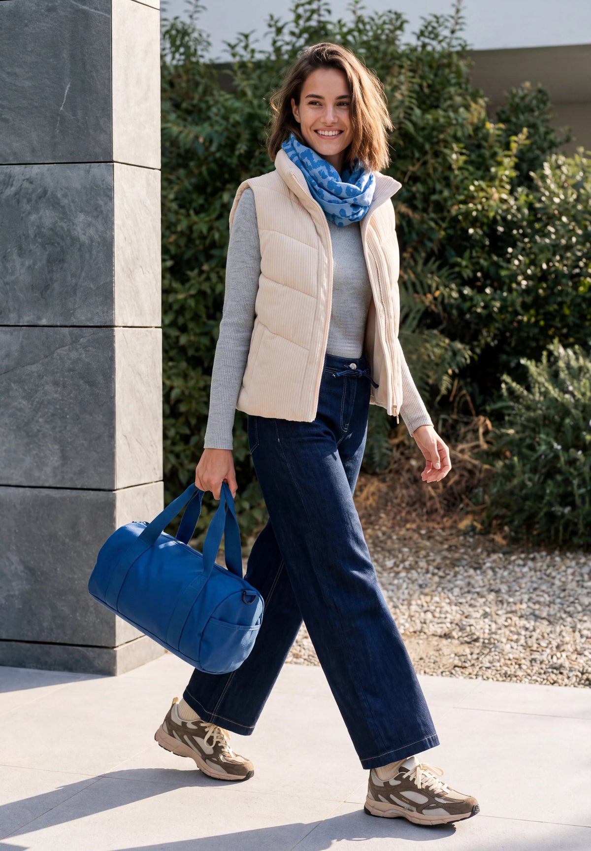CECIL Damen Loop-Schal mit Ausbrenner-Muster - Blau north blue