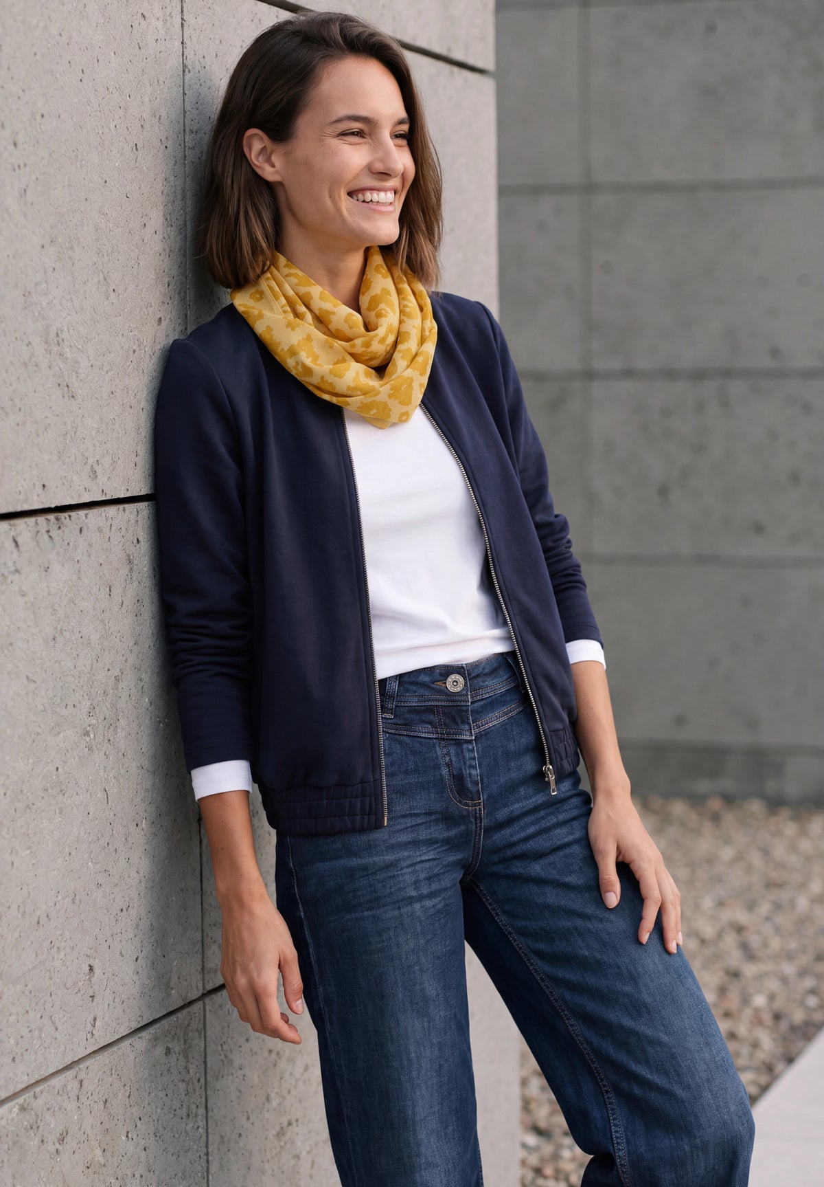 CECIL Damen Loop-Schal mit Ausbrenner-Muster - Honiggelb golden honey