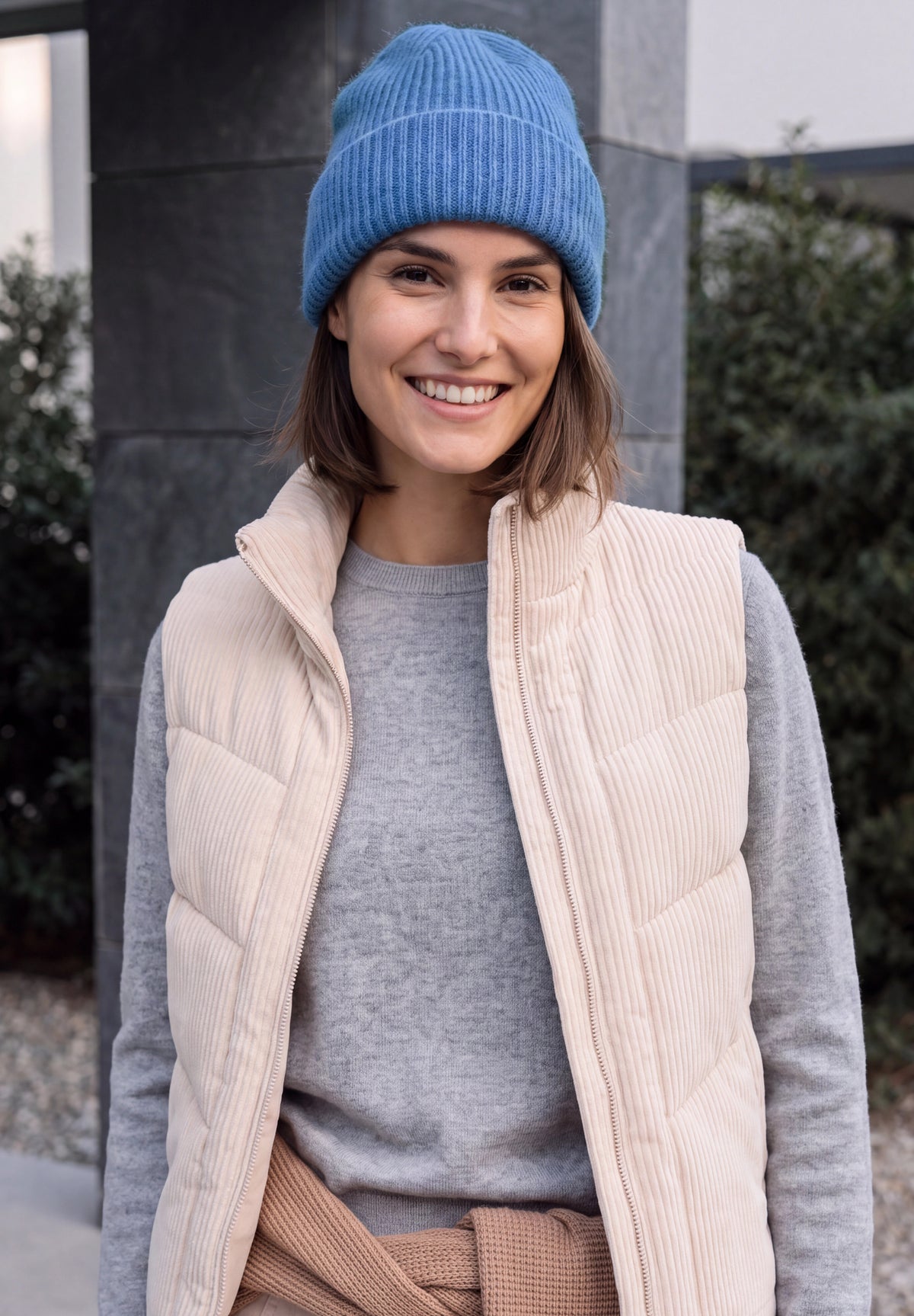 CECIL Damen Rippstrick-Beanie - Blau meliert north blue melange
