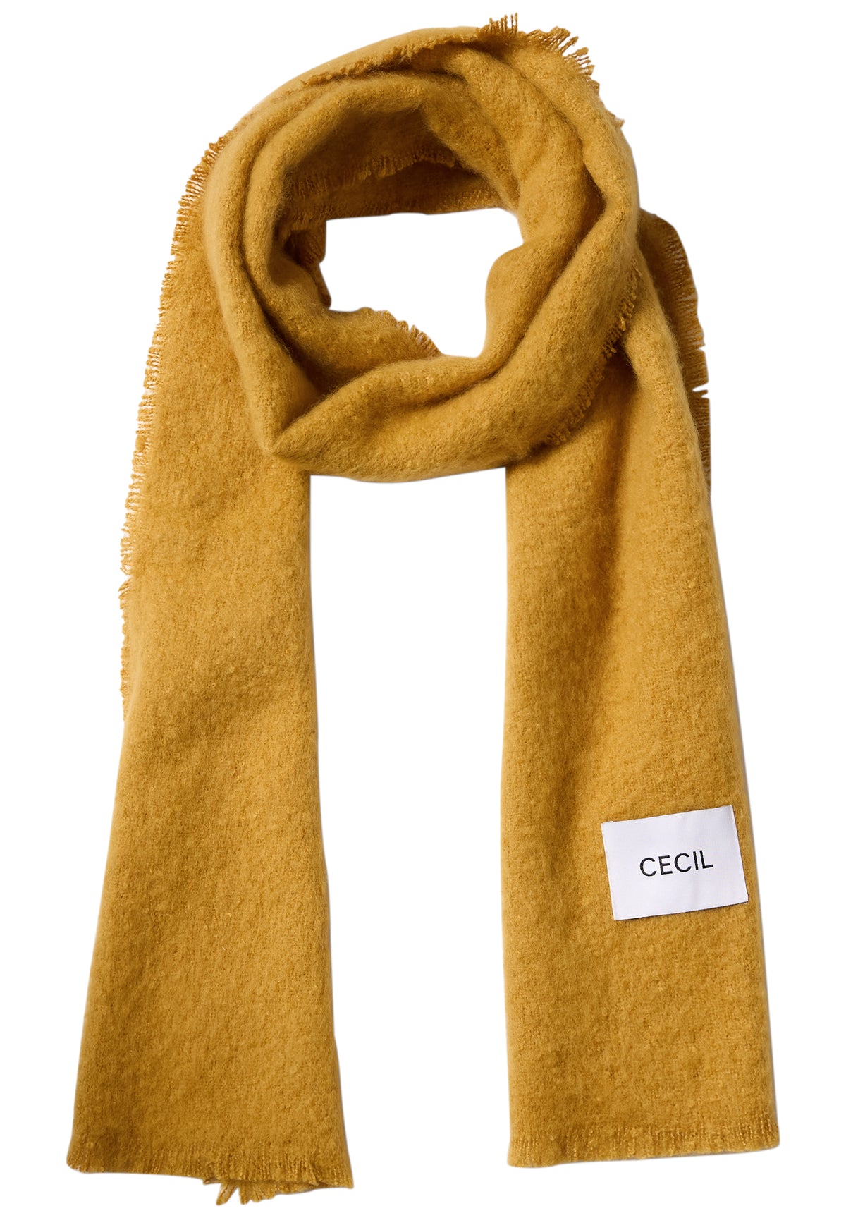 CECIL Damen Strickschal mit Fransen - Honiggelb golden honey