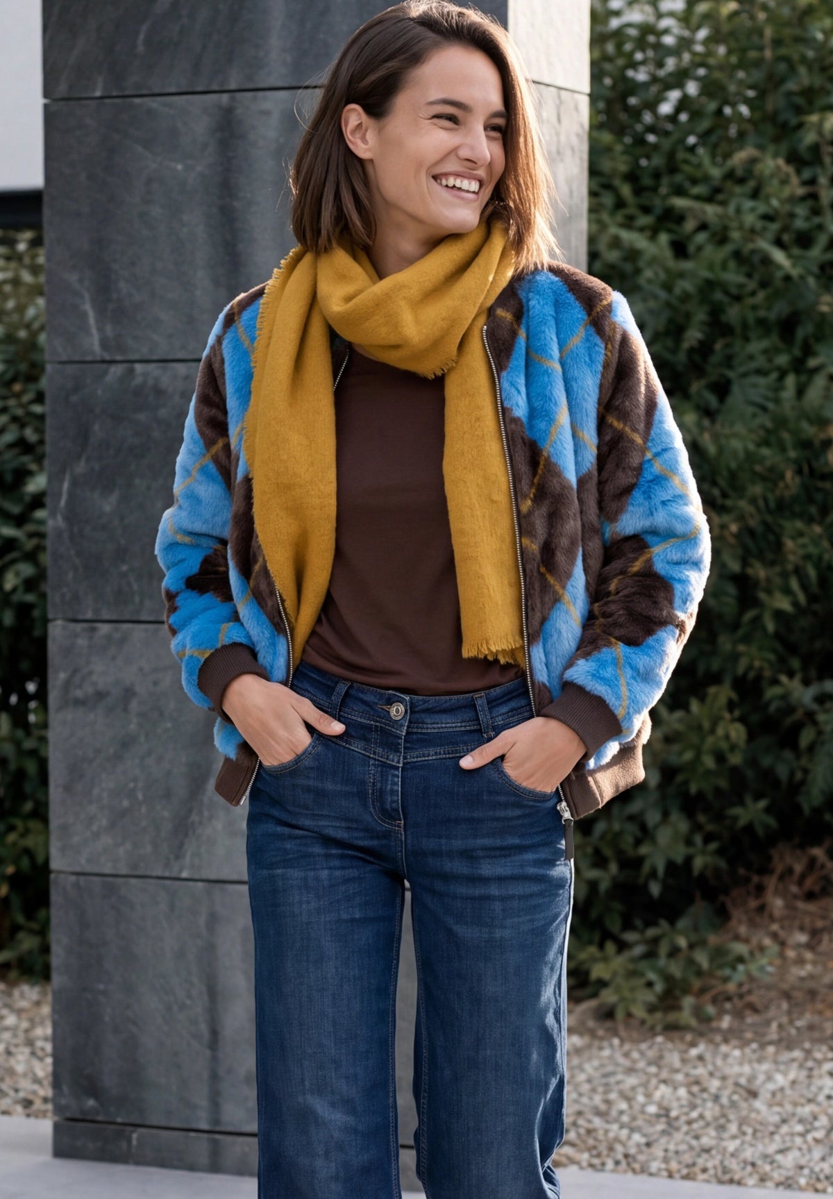 CECIL Damen Strickschal mit Fransen - Honiggelb golden honey